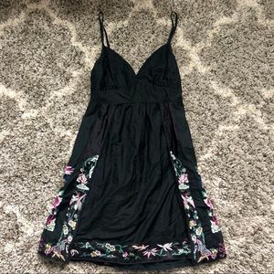 Lucky Brand Embroidered Black Sun Dress- Size XS